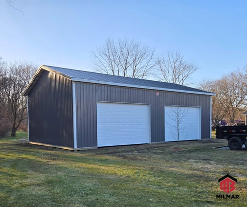30x48x14-Detached-Metal-Garage-Michigan-City-Indiana-Black-Bone-White-Charcoal-LaRocco