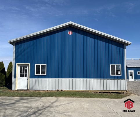 30x56x12-Pole-Barn-Metal-Garage-Building-Gallery-Blue-Gray-Van-Wert-Ohio
