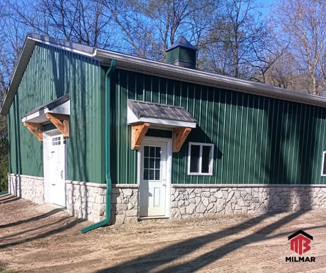 36x40x12-Garage-Evergreen-Charcoal-Cupola-Stonework-Eyebrows-Cedar-StJoseph-County-IN-Corbel-Neal