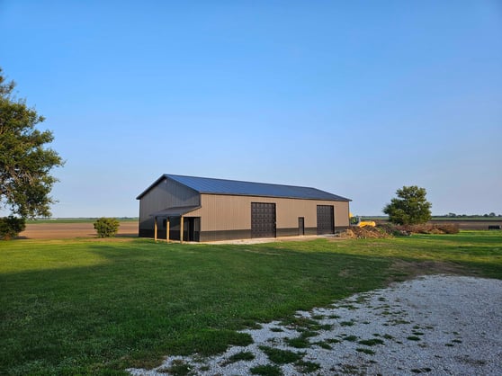 40x80x14 Kankakee County Bourbonnais Illinois Garage Pole Barn Shop Warehouse Charcoal Black Porch Wainscot