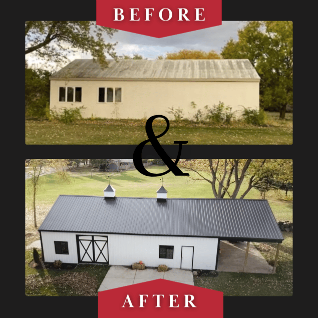 Before After Residential Garage Post Frame Build