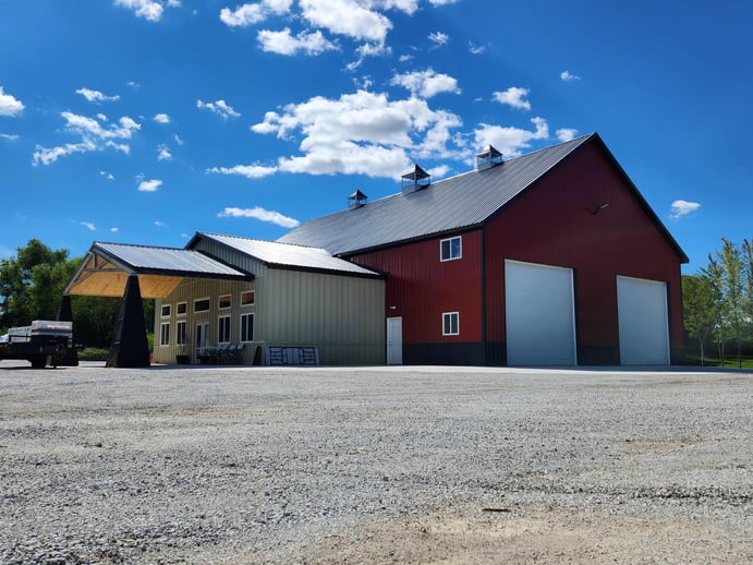 Black and Red Barndo and Shop-Garage Milmar Buildings