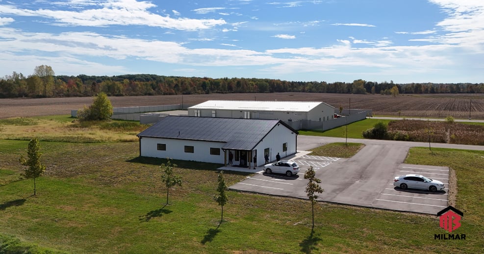 Black and White Aerial View Commercial Northern Pure Building Project Small Business 48x64 Three Oaks, Michigan