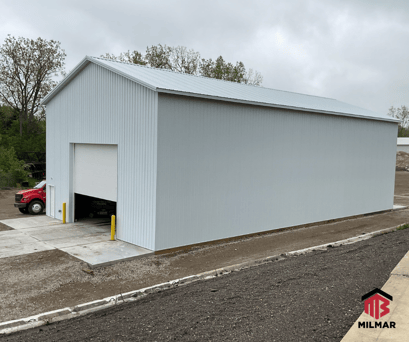 FB 40x80x24 Post Frame Drive-Thru Garage Commercial Small Business Build by Milmar Buildings
