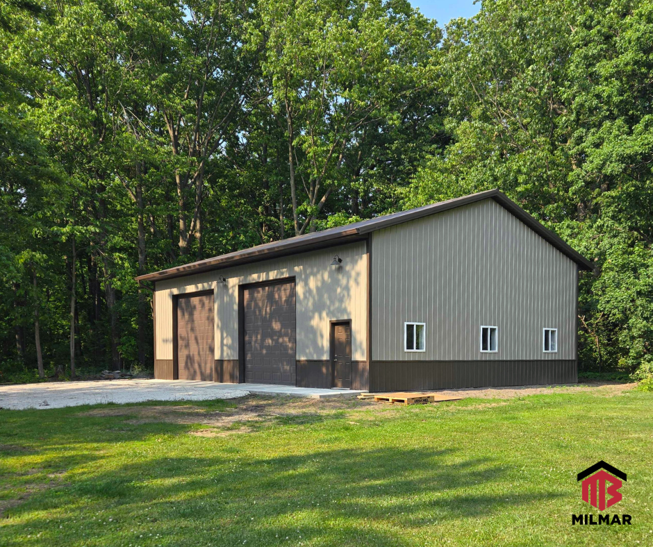 FB Clay and Burnished Slate 36x48x15 Post Frame Pole Barn Garage Shop Storage by Milmar Buildings