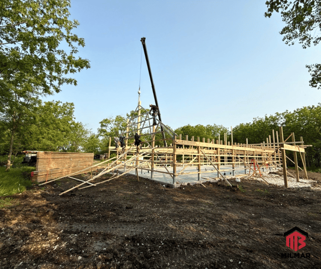 FB Post Frame Barndominium Home Under Construction Milmar Buildings Frankfort, IL