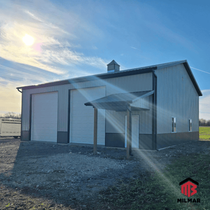 Gray, Charcoal, Shiny Black Garage Shop Pole Barn Post Frame Build 40x44x16 Crown Point IN