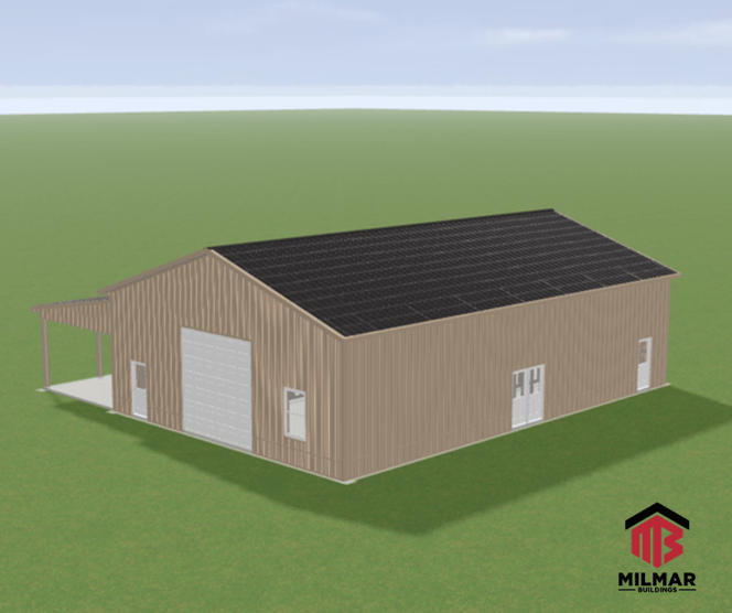 Horse Barn Equestrian Facility Pole Barn and Stables by Post Frame Builder Milmar Buildings Back View 40x60x14