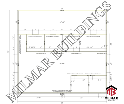 Horse Barn Equestrian Facility Pole Barn and Stables by Post Frame Builder Milmar Buildings Floor Plans Blueprints 40x60x14