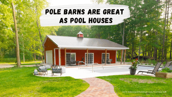 Pole Barn Pool House - Red and White