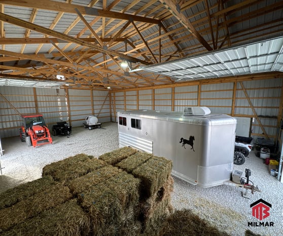 Interior-40x60x16-Gallery-Blue-and-Charcoal-Post-Frame-Horse-Utility-Barn-For-Equipment-And-Tractors-Clinton-IL