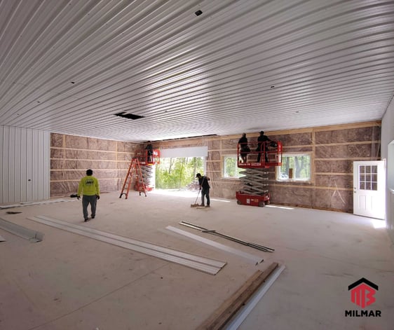 Interior-Metal-Insulation-Garage-Pole-Barn-Indiana-Porter