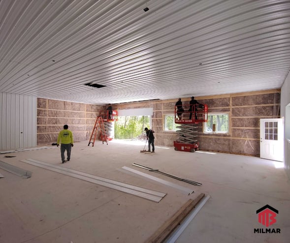 Interior-Metal-Insulation-Garage-Pole-Barn-Indiana-Porter