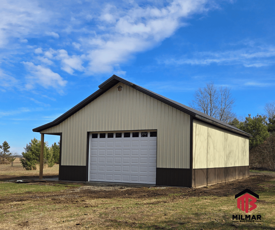 30x48x12 Garage Post Frame Pole Barn Side View