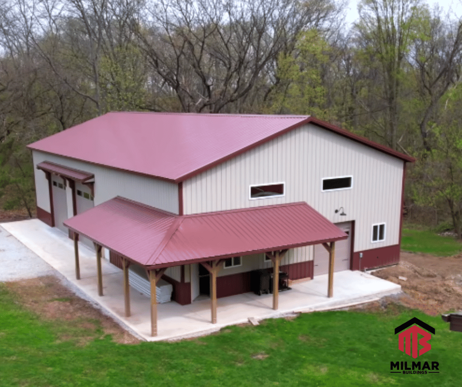40x72 Detached Garage Workshop Pole Barn Side View