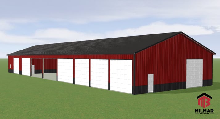 50x144 Warehouse Garage Commericial Vehicle Build by Post Frame Construction Milmar Building Plans