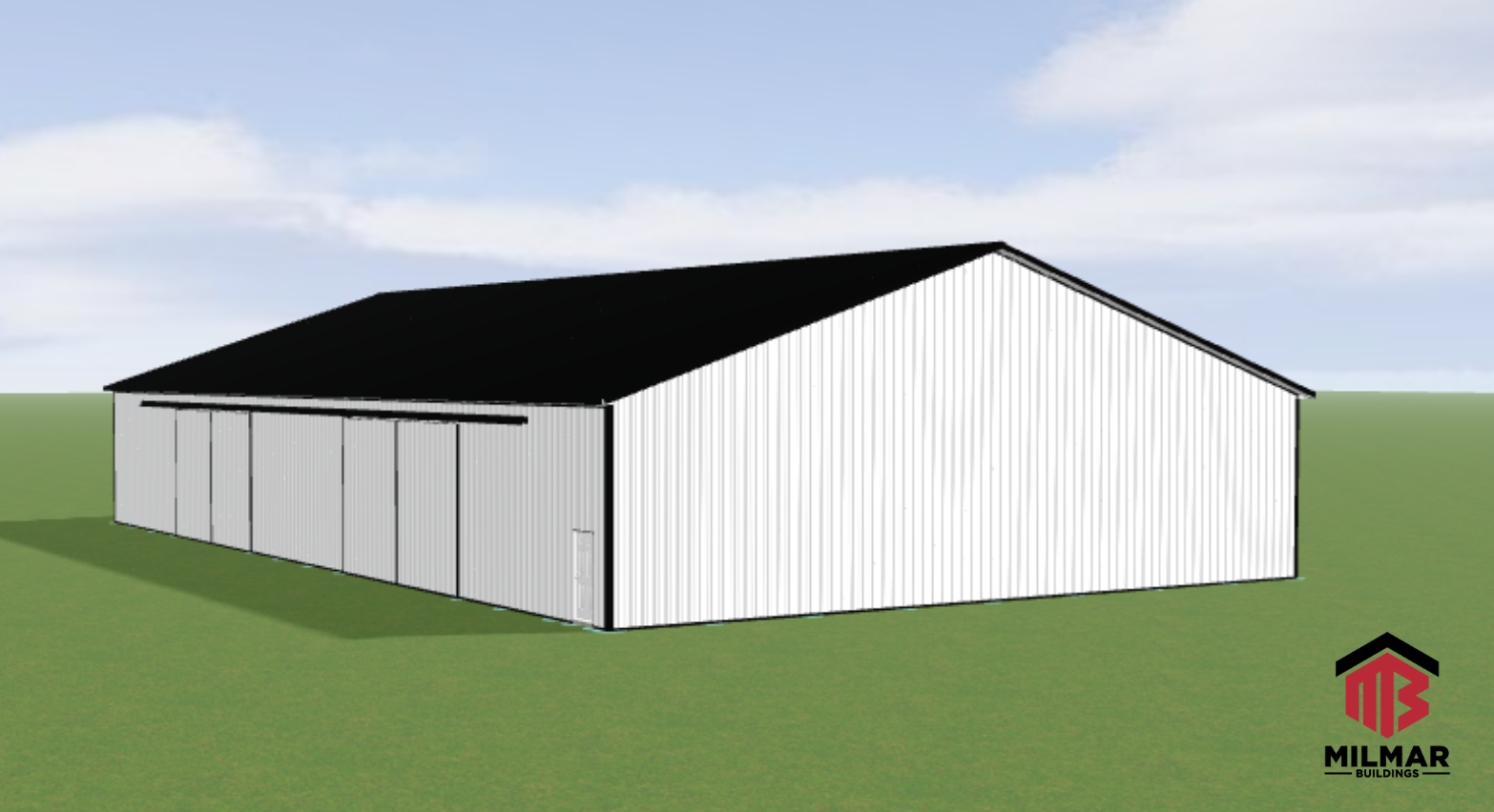 72x120x16 Ag Barn Storage Vehicle and Equipment Storage Post Frame Pole Barn by Milmar Buildings