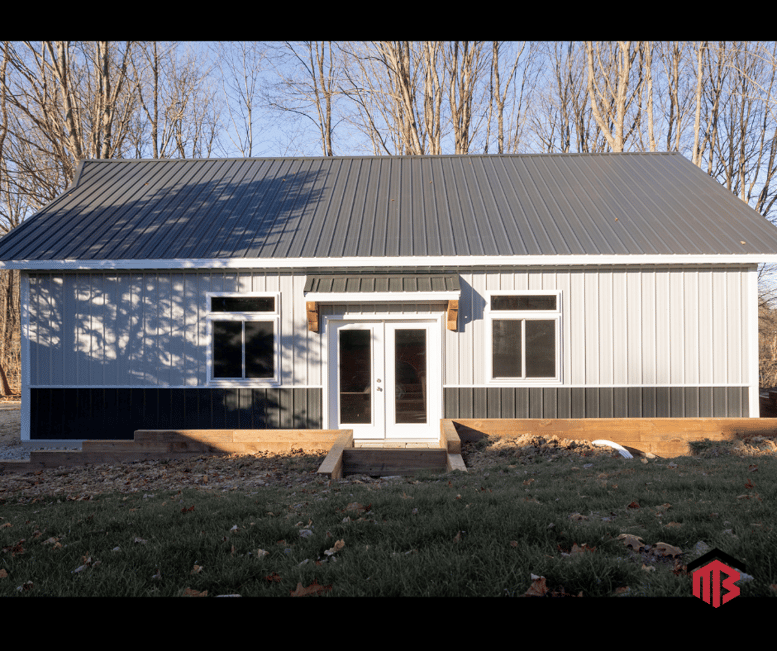 Porter County IN Milmar Build Black Gray White Garage Space 26x40x10 With Attic Space Cedar Accents Eyebrows French Doors