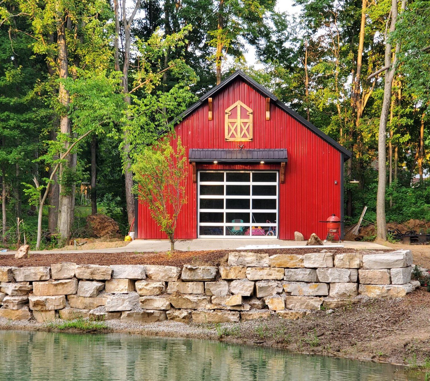 Red Black Party Barn Residential Build Square