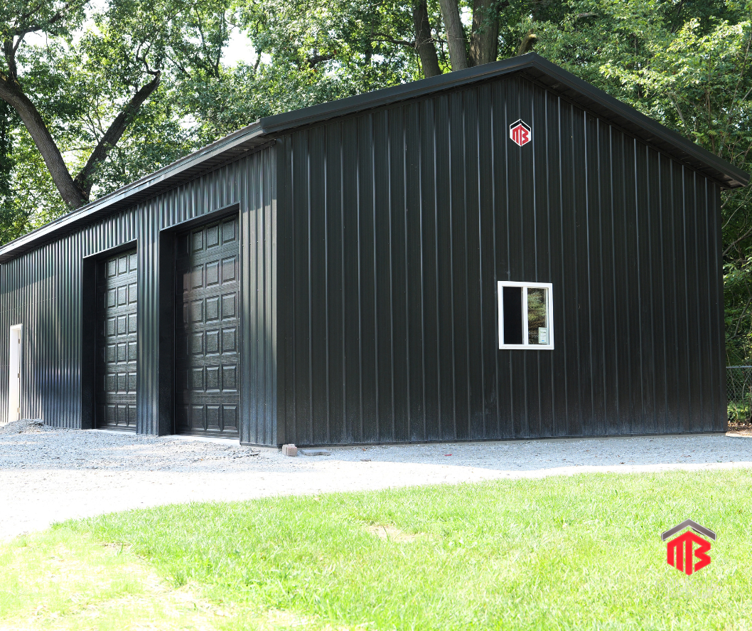 Black two-door residential garage