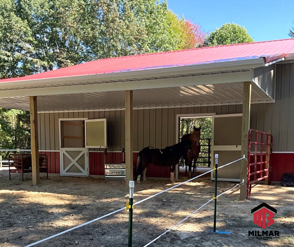 36x60x12 Red Clay Bright White Garage Shop Horse Barn with Stalls