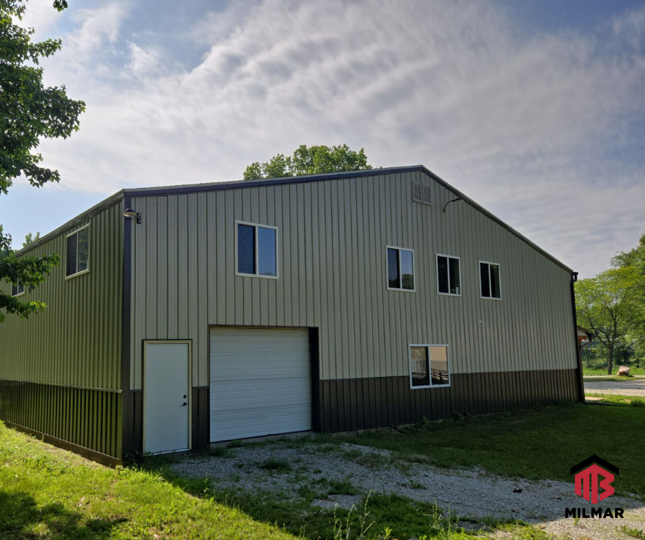 After of Pole Barn Reskin Renovation Milmar Buildings Stone Burnished Slate