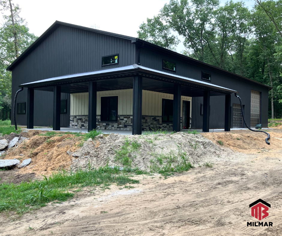Black Frost Barndominium Post Frame Home Shell 4000 sq ft 50x80x16 by Milmar Buildings