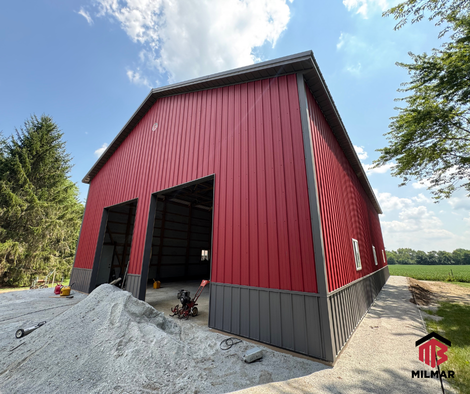 Lowell Indiana Dark Red Frost and Charcoal Frost 40x64x18 Front Side View Lake County
